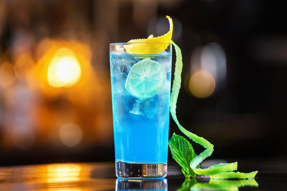 Blue lagoon is a mix of Vodka, blue curacao, lemon-lime soda