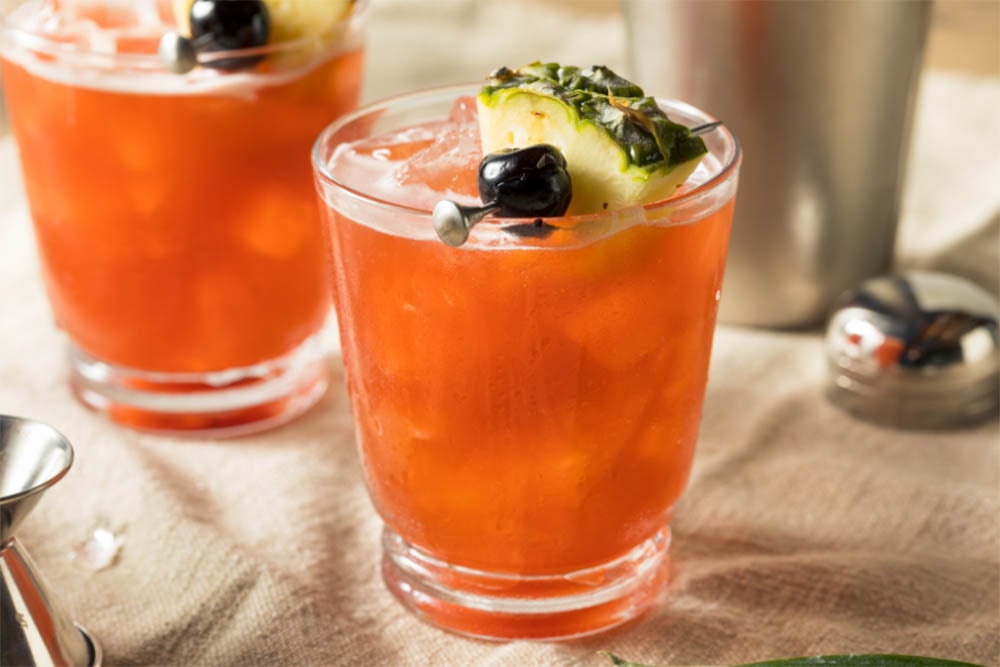 Homemade Refreshing Jungle Bird cocktail with Pineapple and Rum