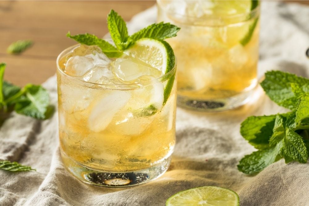 Glass of Moscow Mule with Ginger, Ice and Lime