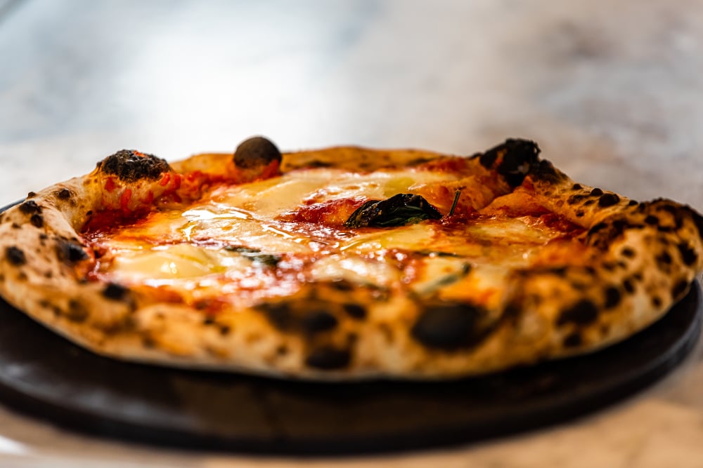 new haven pizza with charred crust
