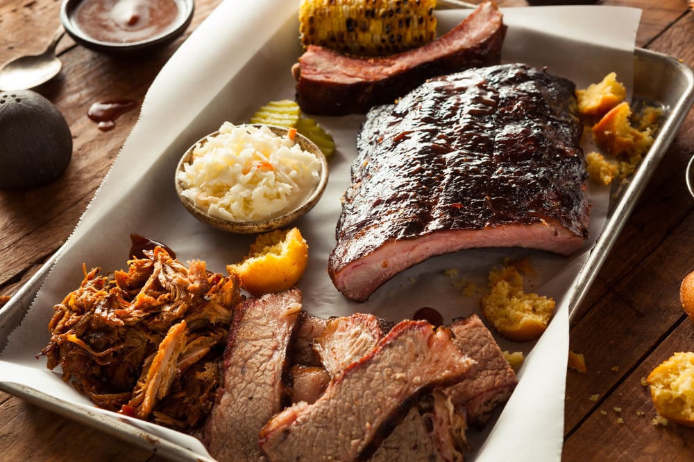 mouthwatering serving of brisket at a bbq restaurant in Dallas