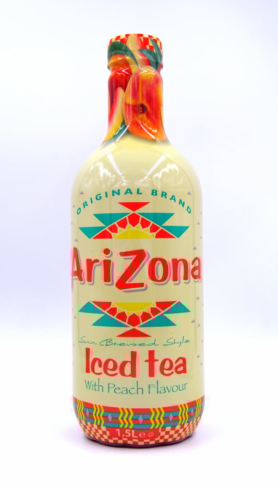arizona iced tea with peach bottle