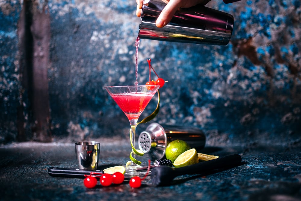 cherry vodka drink in martini glass