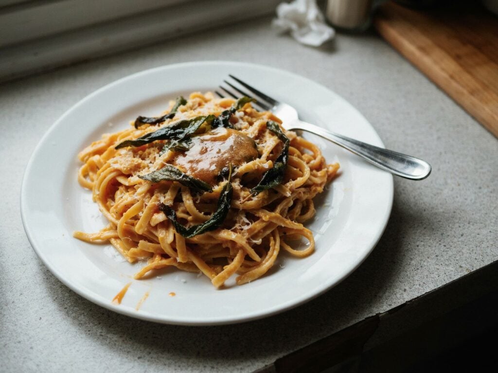 Pumpkin Alfredo Pasta with Sage Brown Butter
