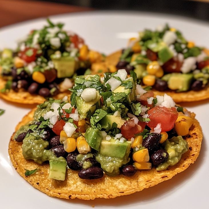 Street Corn Tostadas with Black Beans and Avocado