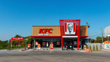 exterior building of fast food restaurant KFC