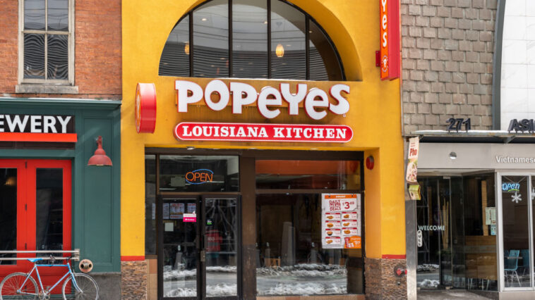 A Popeyes restaurant on the bloor St in downtown Toronto