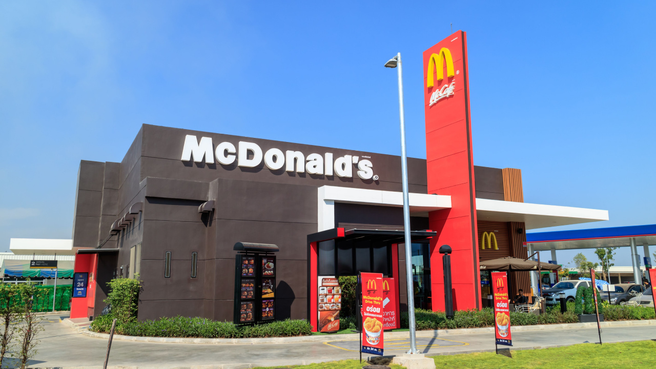 McDonald's fast food restaurant with drive through and 24 hours service