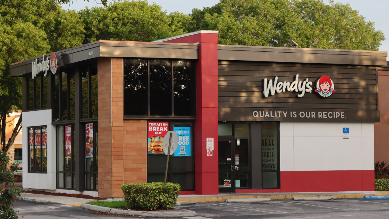 Exterior of a Wendys fast food restaurant in Miami
