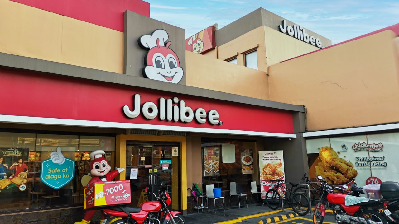 The storefront of a standalone Jollibee branch, a popular fast food chain in the country.