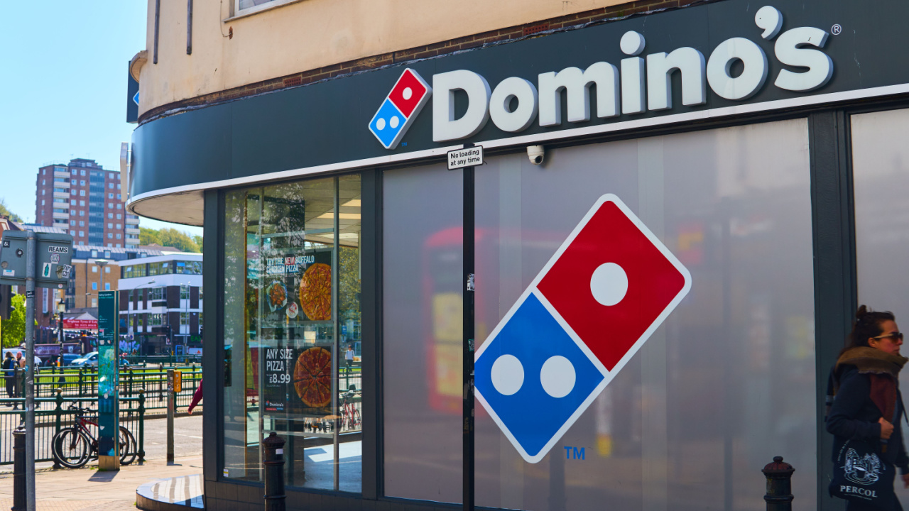 Domino's Pizza shop window in Brighton UK