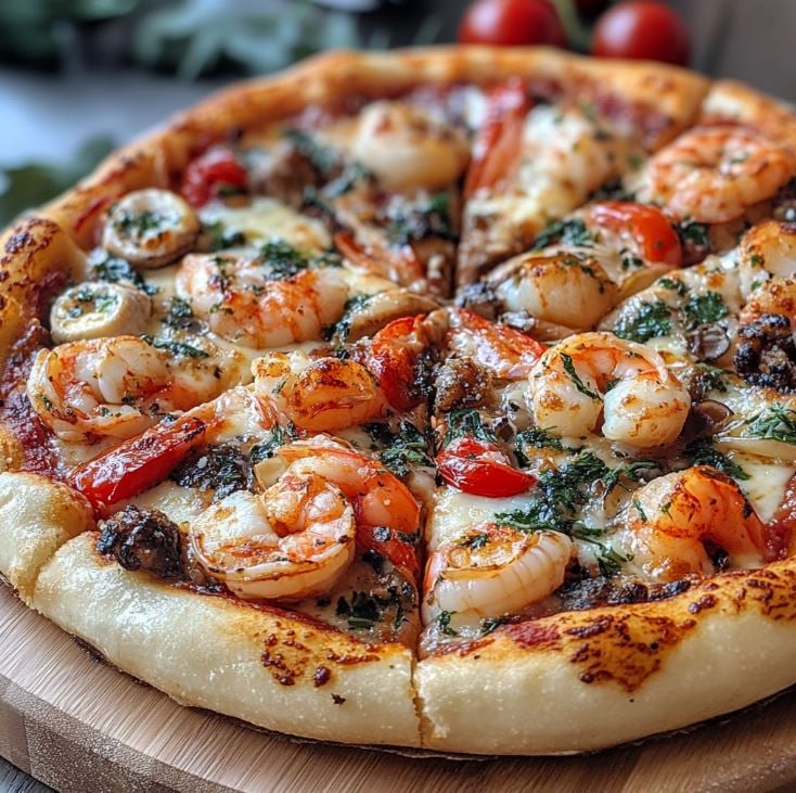Festive Seafood Pizza