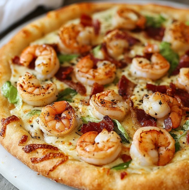 Shrimp and Bacon Caesar Pizza