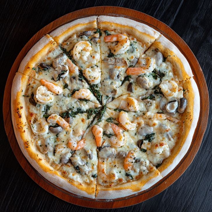 White Seafood Pizza