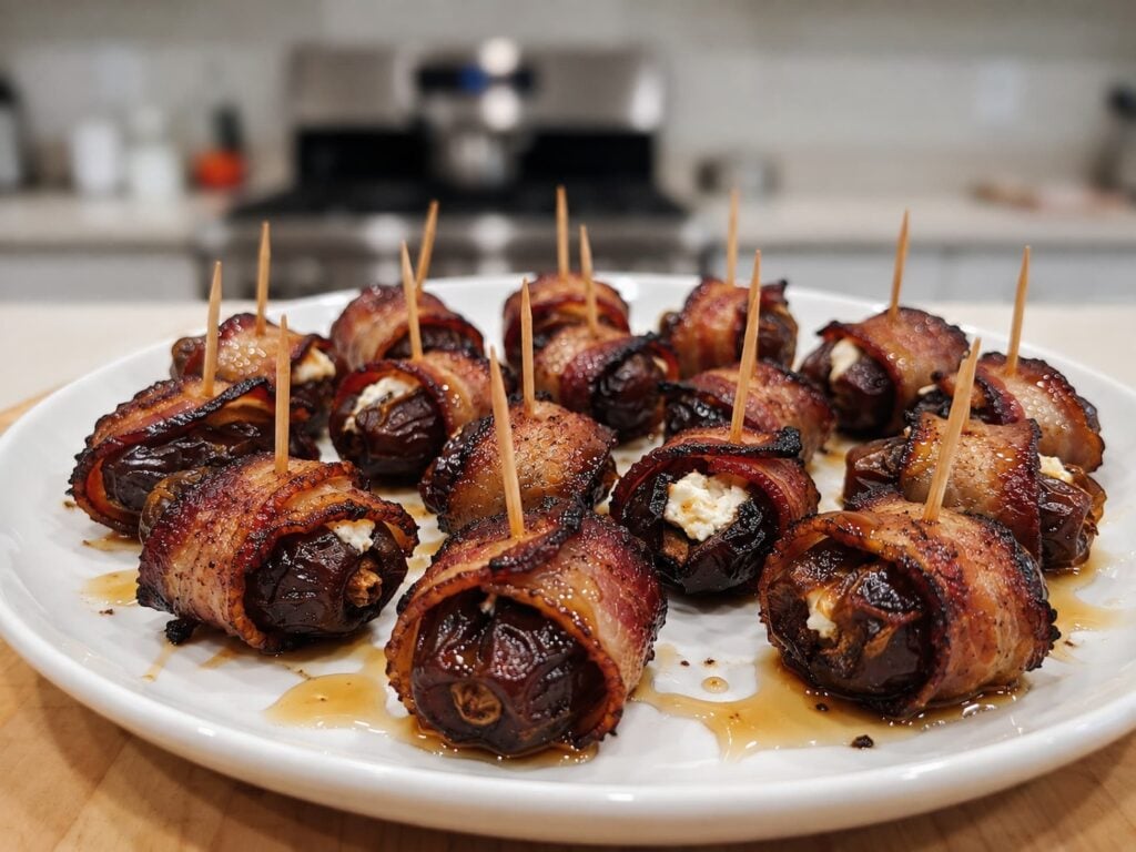 Bacon Wrapped Dates with Goat Cheese