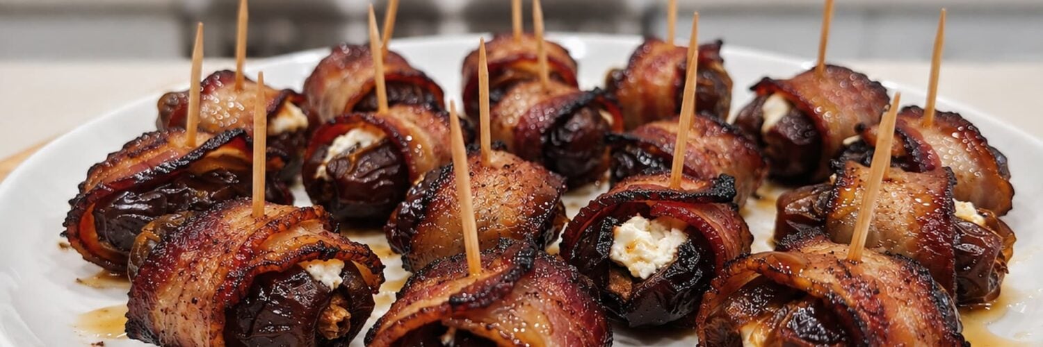 Bacon Wrapped Dates with Goat Cheese