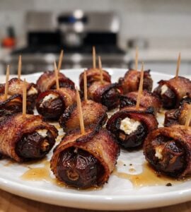 Bacon Wrapped Dates with Goat Cheese