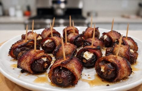 Bacon Wrapped Dates with Goat Cheese