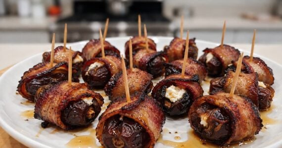 Bacon Wrapped Dates with Goat Cheese