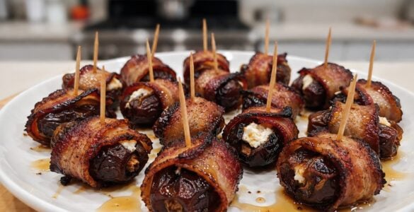 Bacon Wrapped Dates with Goat Cheese