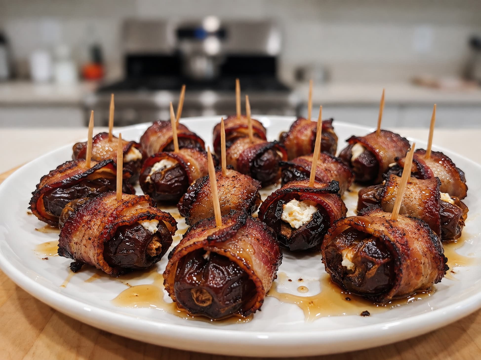 Bacon Wrapped Dates with Goat Cheese