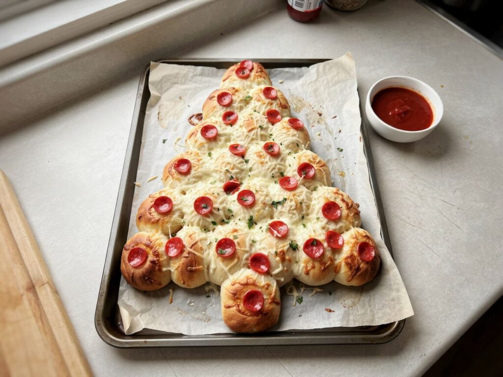 Christmas Tree Pizza Pull-Apart Bread
