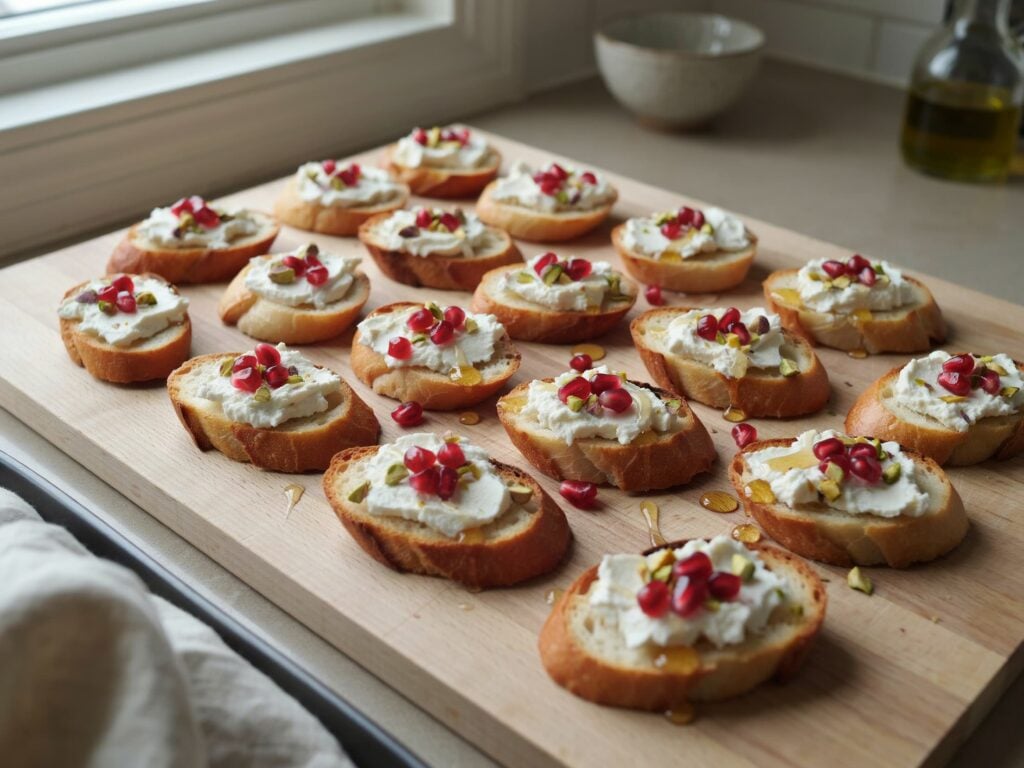 Whipped Feta Crostini with Pomegranate