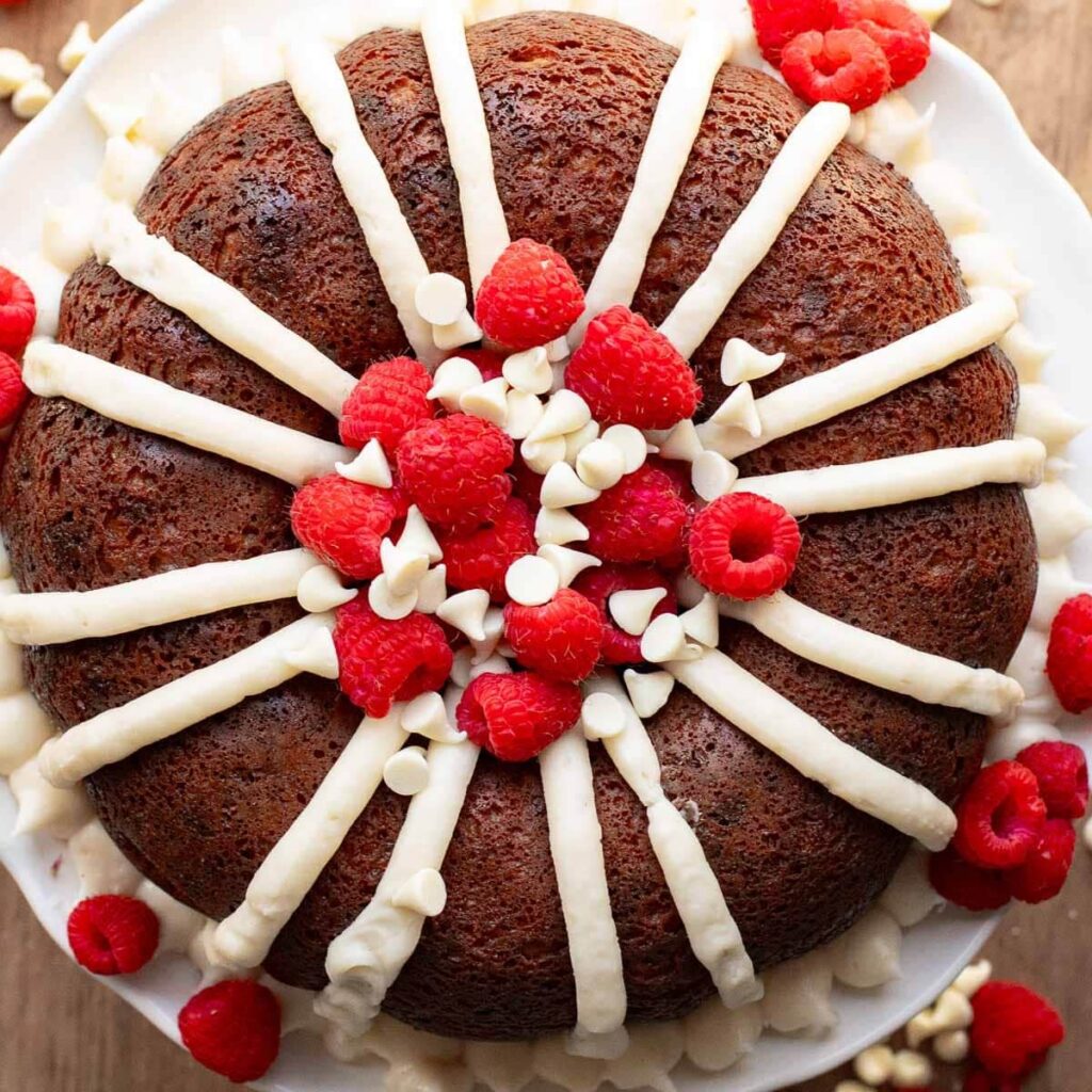 White Chocolate Raspberry Swirl Bundt Cake