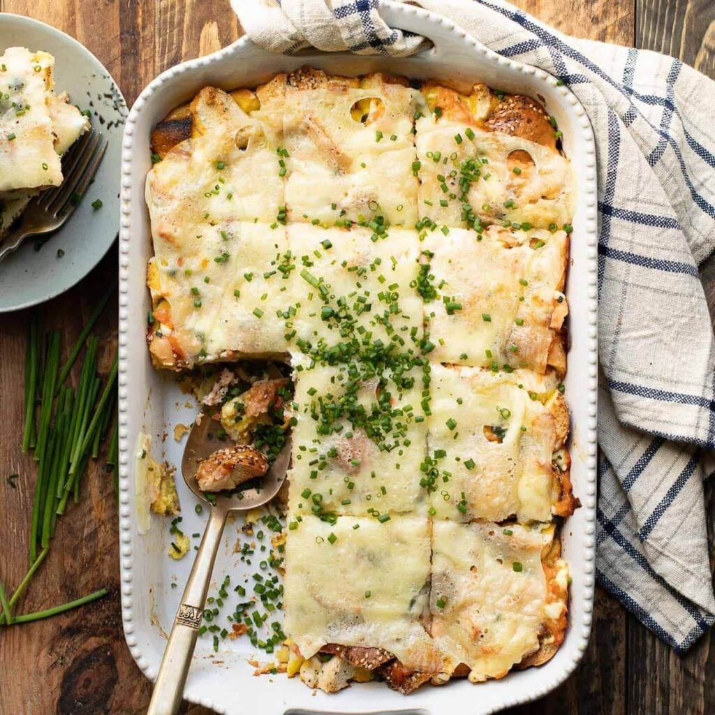 everything bagel smoked salmon casserole