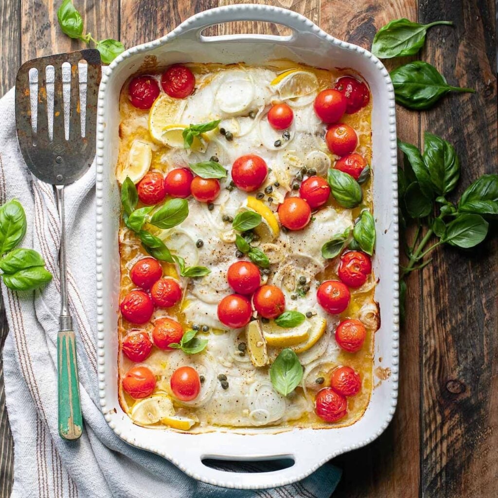 roasted fish with cherry tomatoes
