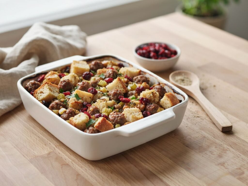 sausage cranberry stuffing casserole