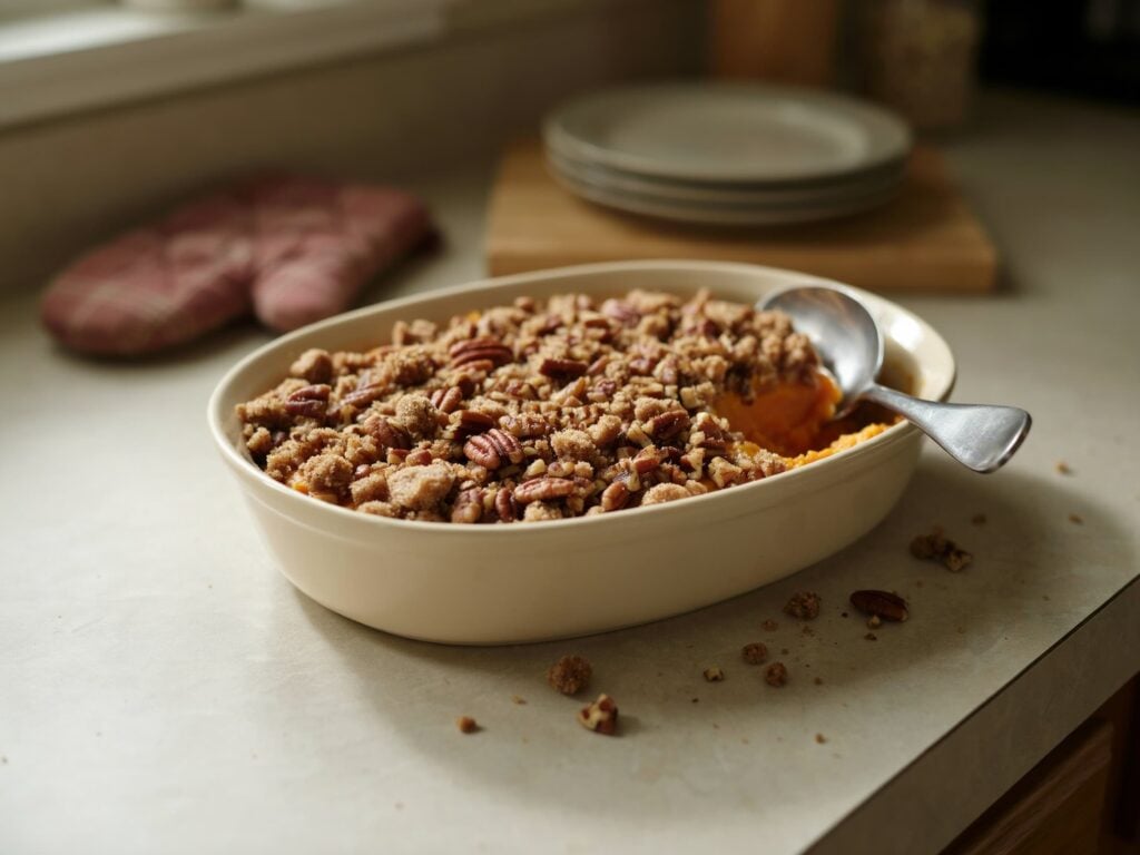 sweet potato casserole with pecan streusel