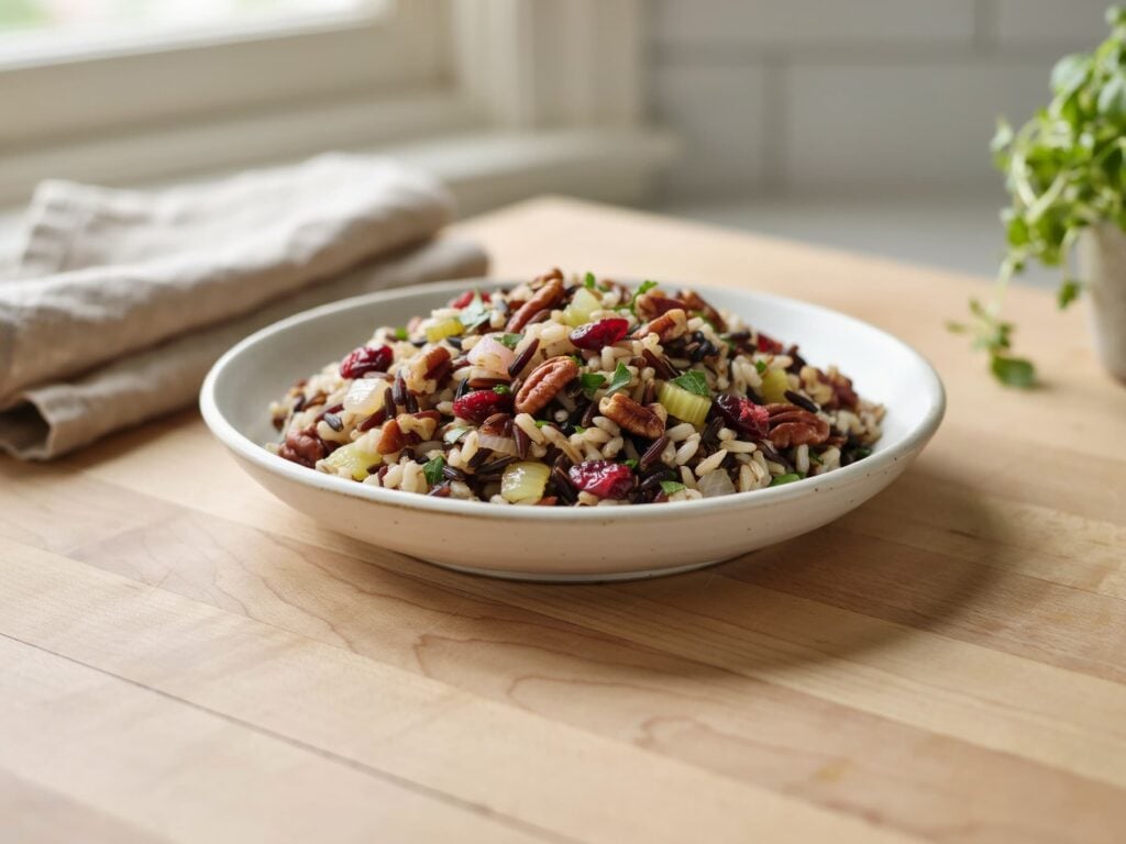 wild rice pilaf with cranberries and pecans