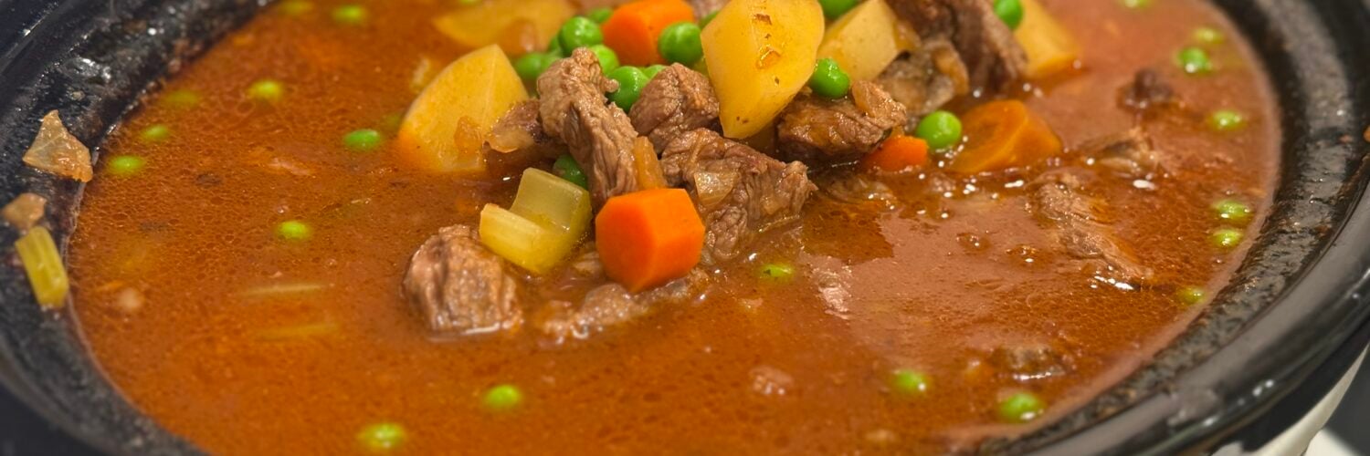 finished stew in crockpot